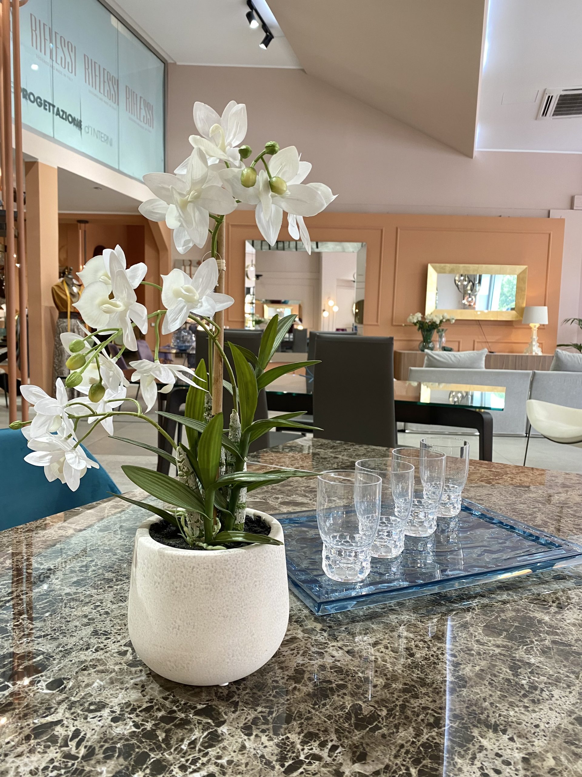 Orchidea vaso ceramica effetto cemento, Shop Online, Giochi di spazio